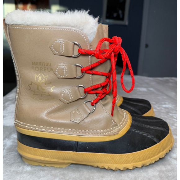 Sorel Manitou Kaufman Vintage Wool Lined Rubber Duck Boots Womens Size 7 - Picture 1 of 11